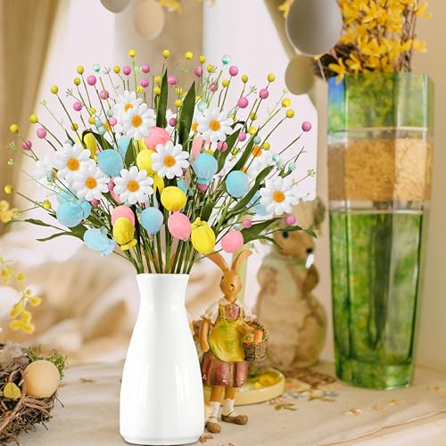 Yen Jean 10PCS Easter Decorations Eggs Picks - Spring Artificial Floral Stems Decor for Home Vase Filler Table Centerpiece