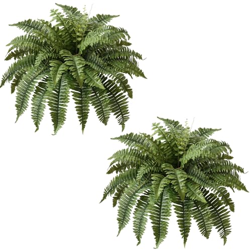 Muhanjia 35" Silky Artificial Boston Fern Bush,Set of 2, Fake Fern Large Hanging Plant That Look Real for Outdoors Home Decor,40Branches. (35" 2Pcs40Fronds) - color: 35"2pcs40fronds-green