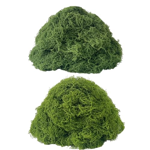 KEYUSHOP 7 oz Fake Green Moss Decorative Artificial Moss for Crafts Decorative Artificial Moss Preserved Reindeer Moss for DIY Decorative Moss Table Centerpieces Decor Wall Art - color: Light Green 3.5oz+dark Green 3.5oz