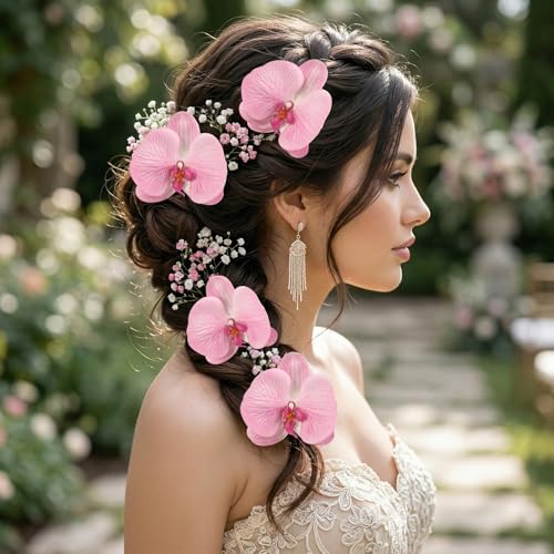 20 PCS Pink Artificial Orchid Flower Heads,4.3'' Real Touch Latex Butterfly Orchid Faux Phalaenopsis Flowers Bulk for Wedding DIY Crafts Hair Accessories Table Centerpieces Home Decor(Pink) - color: Pink