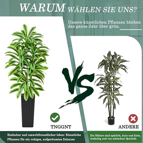 Artificial Dracaena Tree：7FT Faux Silk Tropical Yucca Floor Trees Realistic Fake Green Plant with Natural Wood Trunk & Lifelike Leaves for Home Office Decor Indoor & Outdoor (7FT,1-Pack,Black) - color: Light Green – Black Pot, size: 7FT
