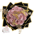 Glitter Roses - Fake Glitter Flowers Bouquet DIY Crafts Eternal Floral with Stems Butterfly Cards for Anniversary Birthday Valentines Engagement - 24 Pack, Dusty Pink - color: Dusty Pink