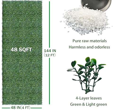 ODTORY Artificial Ivy Privacy Fence Wall Screen: 4FT X 12FT (48 sqft) UV-Anti Faux Boxwood Roll Panels Greenery Backdrop Ivy Vine Leaf Hedges for Indoor Outdoor Green Decor - size: 48 X 144 IN