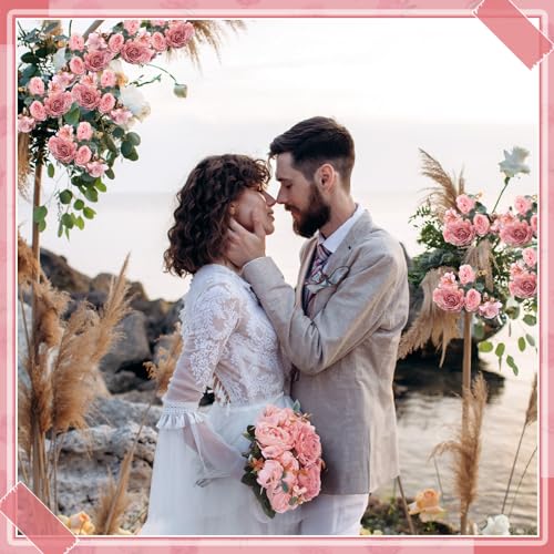Yunsailing 8 Packs Artificial Peony Flowers Faux Silk Hydrangea Bouquet Vintage Wedding Home Table for Door Decor Reusable Bouquet of Rose Flowers for Valentine Wedding Birthday Party(Light Pink) - color: Light Pink, style: Hydrangea