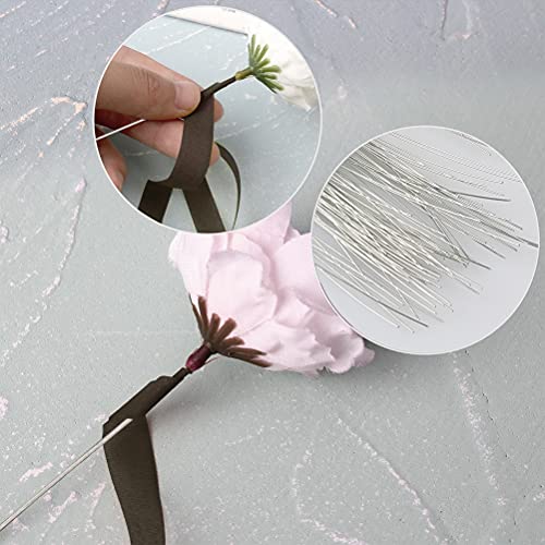 Floral Wire 26 Gauge, 100 Pcs Silver Florist Wire - 14 Inch for Crafts, Bouquet Stem Wrapping, Wreath Making, Flower Arrangement Supplies - color: Silver