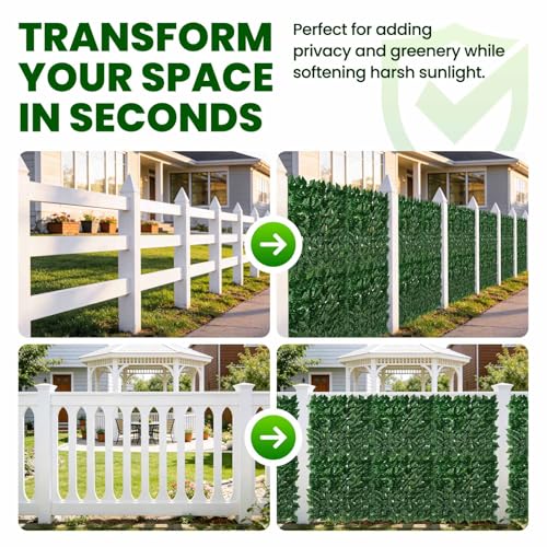 KASZOO Artificial Ivy Privacy Fence Screen 240"×40" - UV-Anti Dense Faux Ivy Greenery Backdrop Fence Panels for Patio, Balcony, Garden, Backyard Indoor Outdoor Decor - size: 240*40inch