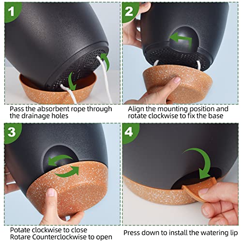 Vanslogreen Plant Pots Pack of 5, 7/6.5/6/5.5/5 Inch Self Watering Planters with Drainage Hole Planter for Indoor Plants, Planting Pots for African Violet, Ochid and House Plants (Black) - color: Black-5pack, size: 7/6.5/6/5.5/5 inch
