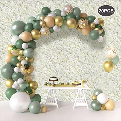 Flower Wall Panel Backdrop 20PACK 24 x 16 Inch White Artificial Hydrangea Floral Backdrop,Flower Wall Decor,Silk Rose Wall, Artificial Flower Backdrop Faux Flower Panel for Wedding - color: Milky-white-20pcs
