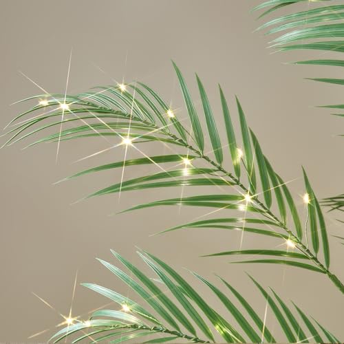 Hairui Lighted Palm Tree 4FT 240 LED Fairy Lights, Faux Plant Tree with Lights for Inside Outside Home Holiday Summer Decoration - style: 4FT Palm tree