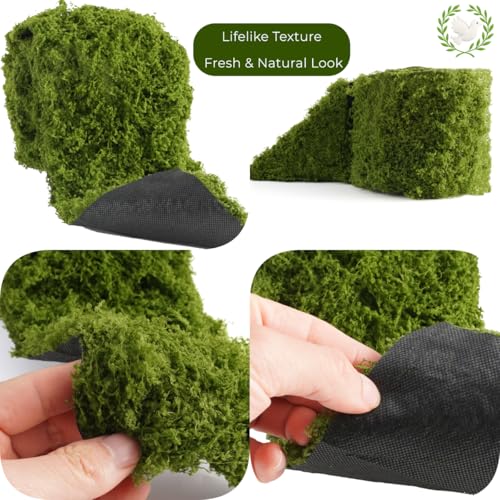 USMOLA Fake Moss Mat, Artificial Moss Table Runner for Wedding Decor Table Centerpieces Fairy Garden Crafts Indoor Green Faux Grass Wall Decor (Green: 4x47Inch / 10x120cm) - color: Green: 4x47inch / 10x120cm