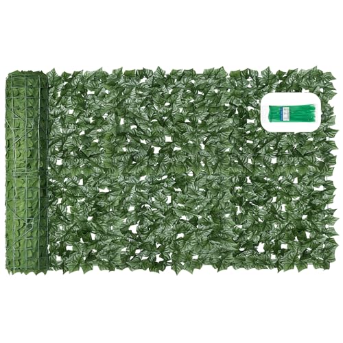 KASZOO Artificial Ivy Privacy Fence Screen, 100x40 in, 10 Pack, Green, Plastic & Polypropylene, Garden Style - size: 100 in x 40 in - Maple Leaf