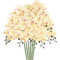 M METERXITY 6-Pack Artificial Orchid Flowers 9 Large Petals 37 Inch Faux Phalaenopsis Silk Bouquets Real Touch Spotted Yellow Green Fake Orchids for Home/Wedding/Christmas/Party/Garden Office - color: Yellow Green