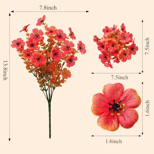 Artificial Mums for Outdoor Fall Decor Flowers, 12 Bundles Fall Decorations for Home Fake Mums Artificial Flowers, Fake Plants for Outdoor Planters UV Resistant for Porch Outside Yard - color: Orange Green, size: 12 Pcs