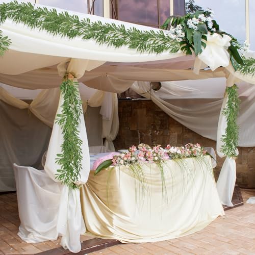 RECUTMS 2Pcs Artificial Olive Leaves Garlands 6.2Ft Fake Hanging Silk Willow Leave Ivy Vines Faux Bayberry Leaf Twigs Greenery Rattan for Indoor Outdoor Wedding Birthday Party Home Garden Table Decor - color: Olive Green