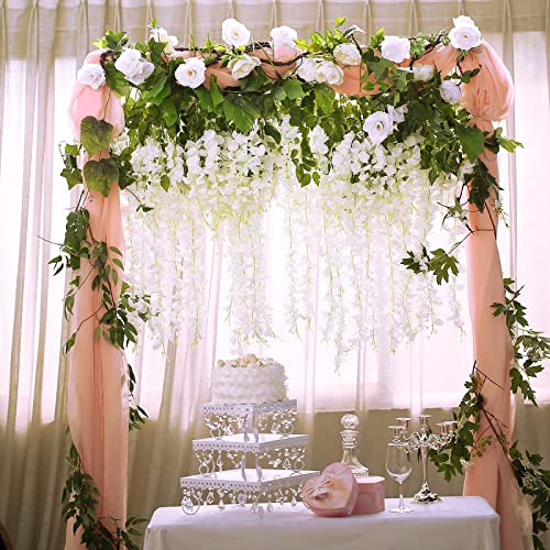 BLEUM CADE 20Pcs White Fake Wisteria Hanging Flowers, 3.6Ft/Pcs Artificial Wisteria Garland, Hanging Flowers for Wedding Party Home Backdrop Wall Decoration - color: White, size: 20pcs