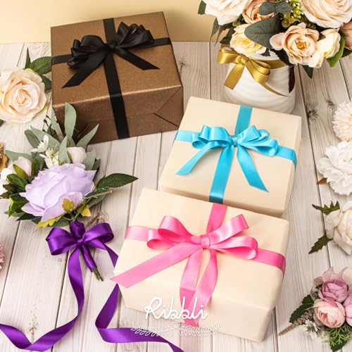 Ribbli Black Satin Ribbon 5/8 inch x Continuous 25 Yards,Double Faced Satin Use for Craft, Gift Wrapping, Christmas Ornaments, Hair Bows, Bouquet Bows - color: Black, size: 5/8 inch