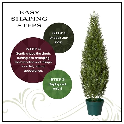 National Tree Company 36 Inch Artificial Arborvitae Topiary Tree, Realistic Fake Tree Potted Plant, Dark Green Round Growers Pot - size: 3ft