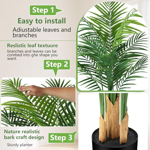 Artificial Palm Tree Indoor 4ft, Large Fake Tropical Areca Palm Tree with 13 Trunks, Faux Dypsis Lutescens Floor Plant in Pot for Indoor Outdoor Home Office Decor & Housewarming Gift - size: 4ft