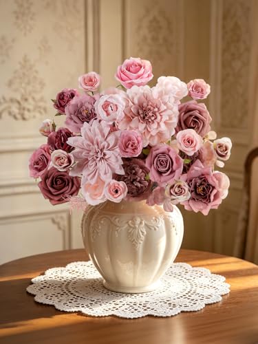 Artificial Flowers Combo Box Set Dusty Pink Silk Floral Arrangements for Wedding Bridal Bouquet, Cake Flowers, Table Centerpieces, Party & Home Decor - color: Dusty Pink