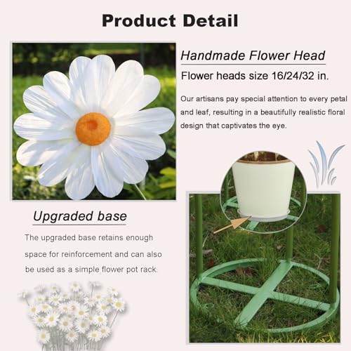 Large Daisy Flowers Artificial 5.9 Ft Giant Paper Flowers Decoration Big Flowers Decor for Birthday Party Garden Office Home Wedding Graduation Shop Window Display(White) - color: White