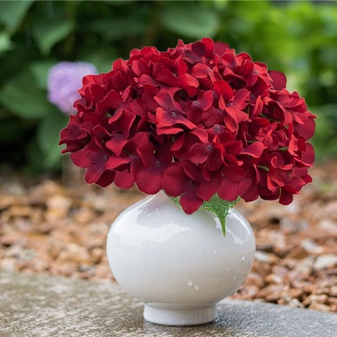 Red Hydrangea Artificial Flowers Bulk, 40 Pcs Faux Hydrangea Flowers Heads, Artificial Fake Silk Hydrangea Flowers with Stems, Red Flowers Artificial for Decoration Wedding Décor - color: Dark Red, size: 40 Pcs
