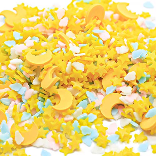 Polymer Clay Moon Stars Slice Sprinkles for Fake Dessert Cake Decor, Decoden Phone Case, Slime Projects DIY, Scrapbooking, Resin Jewelry Making Pack of 30g - color: Moon Stars 30g