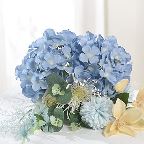 10PCS Artificial Hydrangea Flowers, Fake Hydrangea Silk Flowers Heads with Stems for Wedding Home Party Shop Baby Shower Decoration-Light Blue - color: New-light Blue