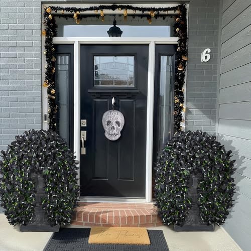 2 Pcs Artificial Flowers for Outdoors, Black Realistic Faux Silk Bougainvillea Flowers, Fake Hanging Plants for Porch Patio Balcony Decoration (Black) - color: Black, size: 2 Pcs