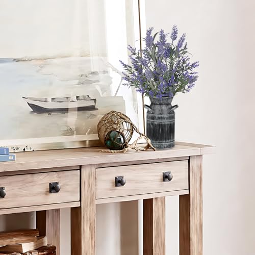Artificial Lavender Flowers with Rustic Metal Vase 17 Inch Faux Lavender Plant Arrangement in Galvanized Planter Vintage Farmhouse Floral Decor for Home Office Kitchen Decor Wedding Table Centerpiece - size: 17" M.P