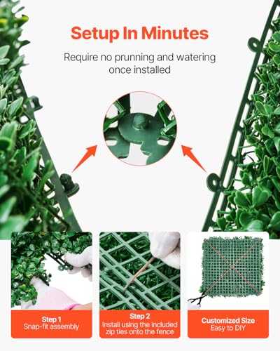 VEVOR Artificial Grass Wall Panels, 12 PCS 20 x 20 inch, 3D Combination Greenery Boxwood Panel for Indoor Outdoor Green Decor & Ivy Fence Covering, Privacy Backdrop Wall Hedge Screen for Garden - color: Mixed Leaf, size: 20*20IN 12P