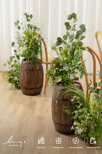 Ling's moment 17.5" Tall Free-Standing Artificial Flowers Arrangements 4 pcs Wedding Aisle Runner Chair Decorations White & Green Centerpieces for Ceremony Reception Rose Floral Party Outdoor - color: Gr-variety Greenery