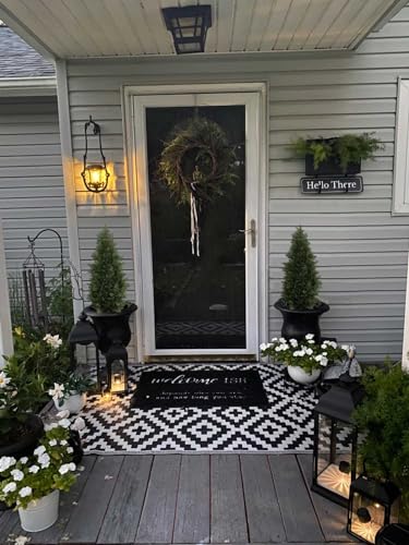 Aveyas 3ft Artificial Cedar Topiary Trees for Outdoor Front Porch Door, 3 Feet Faux Potted Plants Evergreen Fake Pine Cypress Tree for Outside Home Decor (3 ft Tall) - Set of 2 Pack - color: Cedar Topiary Trees - 2 Pack (3ft), size: 3 feet