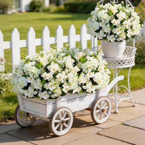Olatay 12 Bundles Mixed Color Artificial Flowers for Outdoor, Artificial Geraniums Flowers for Outdoor, UV-Resistant Fake Geraniums for Porch, Balcony, Garden, Indoor Decoration (White) - color: White