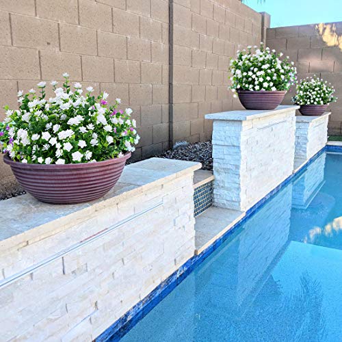 10PCS Artificial Flowers, Fake Artificial Greenery UV Resistant No Fade Faux Plastic Plants for Wedding Bridle Bouquet Indoor Outdoor Home Garden Kitchen Office Table Vase(White) - color: White