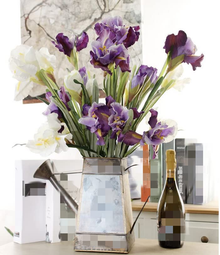 Rikyo 3pcs Artificial Iris Flower Purple Silk Flower 9 Heads, 36 Inch Artificial Flowers Bouquet Fake Outdoor Cemetery Flower Arrangements and Wedding Holding Flowers, Dining Table Centerpieces - color: Purple
