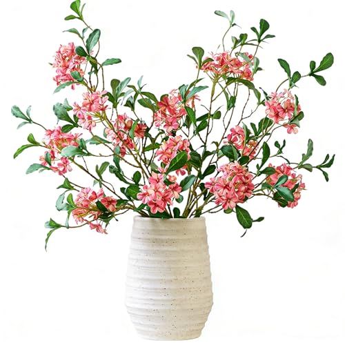 5PCS Faux Stems Artificial Branches with Flowers for Tables Decor,Silk Faux Flower Stems with Branches for Vases for Home Office Kitchen, Dinning Room,Living Room Decorations(Rose Pink) - color: Rose Pink
