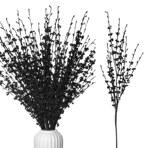 Wootkey 5pcs 29.5" Faux Jasmine Artificial Flowers Tall Black Floral Branches Stem for Home Wedding Vase Filler Anniversary Party DIY Decoration Flowers - color: Black, size: 5pcs-29.5''