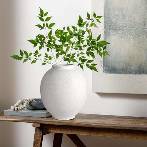 White Ceramic Large Vase - 9.84 Inch Round Modern Ceramic Vases,Tall Vase for Decor Living Room Table Decor and Festive Home Interiors - size: 9.83Inch