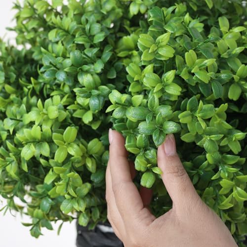 YXZZWL Artificial Boxwood Hanging Basket - 2 Sets with Baskets, Hanging Plants Faux Shrubs, Suitable for Porch, Eaves, Farmhouse, and Garden Decoration for Outdoor UV-Resistant Ornaments