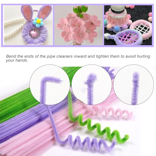 TOAOB 200pcs Pipe Cleaners Craft Supplies DIY Bouquets Making Thick Chenille Stems Artificial Flowers Craft Supplies for DIY Art and Crafts Home Decorations Light Pink Light Purple Light Green - color: Light pink/Light purple/Light green