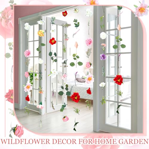 XunYee 6 Pcs 35.4 ft Flower Garlands Artificial Wildflower Vines Floral Hanging Backdrop Fake Flower Garlands Faux Silk Wildflower Vine for Wedding Bridal Shower Home Garden Wall Arch Decor(Floral) - style: Floral