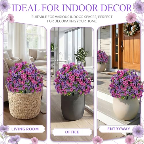 Artificial Boxwood Topiary Ball Trees with Violet Flowers with Spikes for Outdoor 27" Set of 2, UV Resistant Faux Greenery Shrubs, Realistic Fake Bushes Plants for Garden Front Porch Patio Decor - color: Boxwood Violet