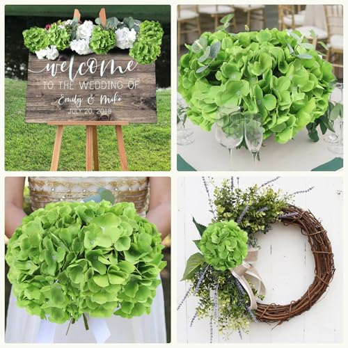 AVIVIHO 65pcs Fake Flowers Green Hydrangea Artificial Flowers Bulk (Not Squished, No Steaming Need) Silk Flowers with Stems for Wedding Decor,Home,Baby Shower,Table Centerpieces Decoration - color: Green, size: Medium