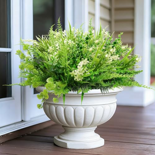 24 Bundles 6 Styles Artificial Plants Flowers for Outdoors Spring Summer Decor, UV Resistant No Fade Faux Plants Plastic Greenery Shrubs, Fake Fern Lavender Boxwood for Gardens Porch Yards Home Decor - size: 24 Pack