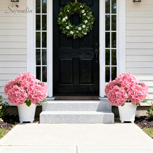 Serwalin 5PCS Real Touch Hydrangea Artificial Flowers with Long Stems,20in Hot Pink Latex Large Lifelike Faux Hydrangea Flowers for Family Table Office Wedding Party Arrangements Decor - color: Hot Pink, size: 5PCS