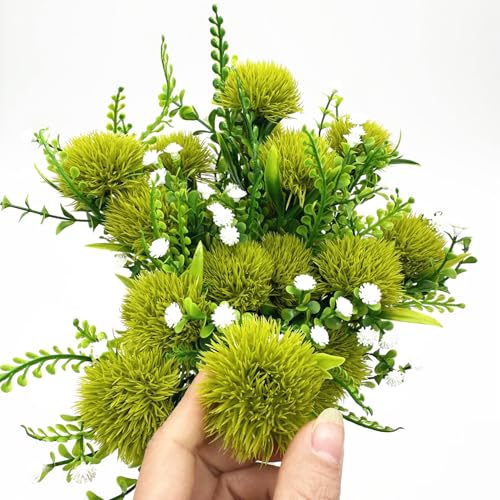 PASYOU Artificial Dandelion Flowers, Fake Dandelions Plastic Plants Faux Realistic Plant for Outdoor Indoor Home Garden Kitchen Bedroom Wedding Party Vase Planter Filler DIY Decorations Green 4 Pack - color: Dandelions - Green 4 Pack