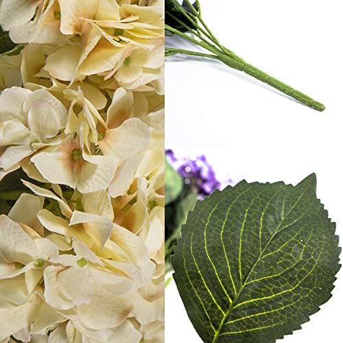 Larksilk Hydrangea Artificial Flowers - Faux Hydrangea Flowers - Home Decor, Easter Decorations, Spring Decor - Floral Centerpieces for Tables - 20" Floral Stems, Beige, 6 Pieces - color: Beige, size: Pack of 6