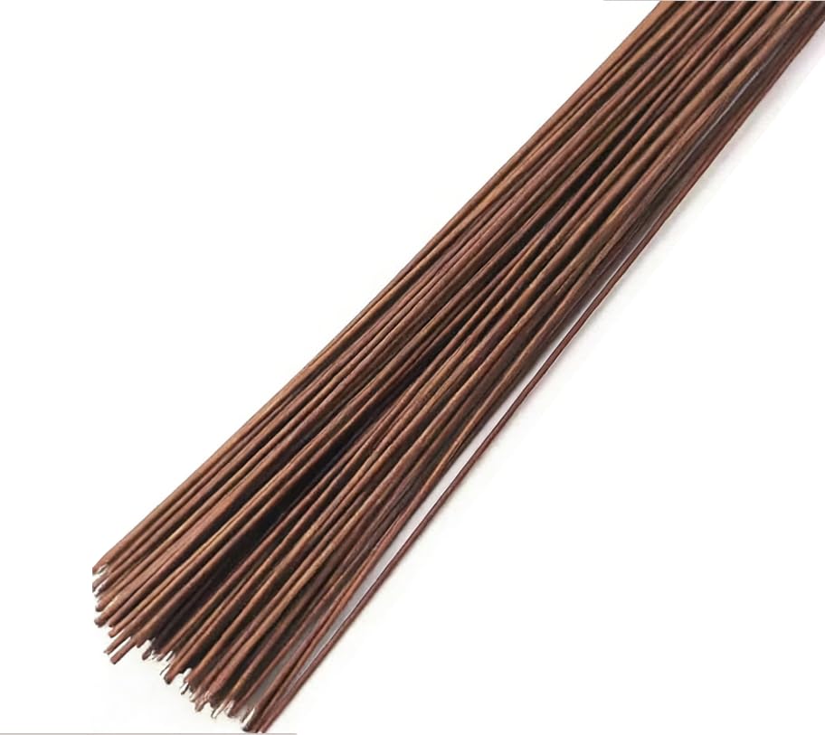 Floral Wire Stems 200pcs 15.7 Inch Artificial Flower Stems, Dark Green Flower Wire, Fake Flower Sticks for Paper Flower, Bouquets, Wreaths and DIY Projects (Brown（0.035inch，200PCS）) - color: Brown（0.035inch，200PCS）