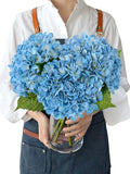 JINWOE Light Blue Artificial Hydrangea Flowers, 3pcs 21" Latex Real Touch Spring Faux Hydrangea Flowers,Lifelike Artificial Hydrangeas with Stems for Porch Bouquets Wedding Home Table Centerpieces - color: Light Blue