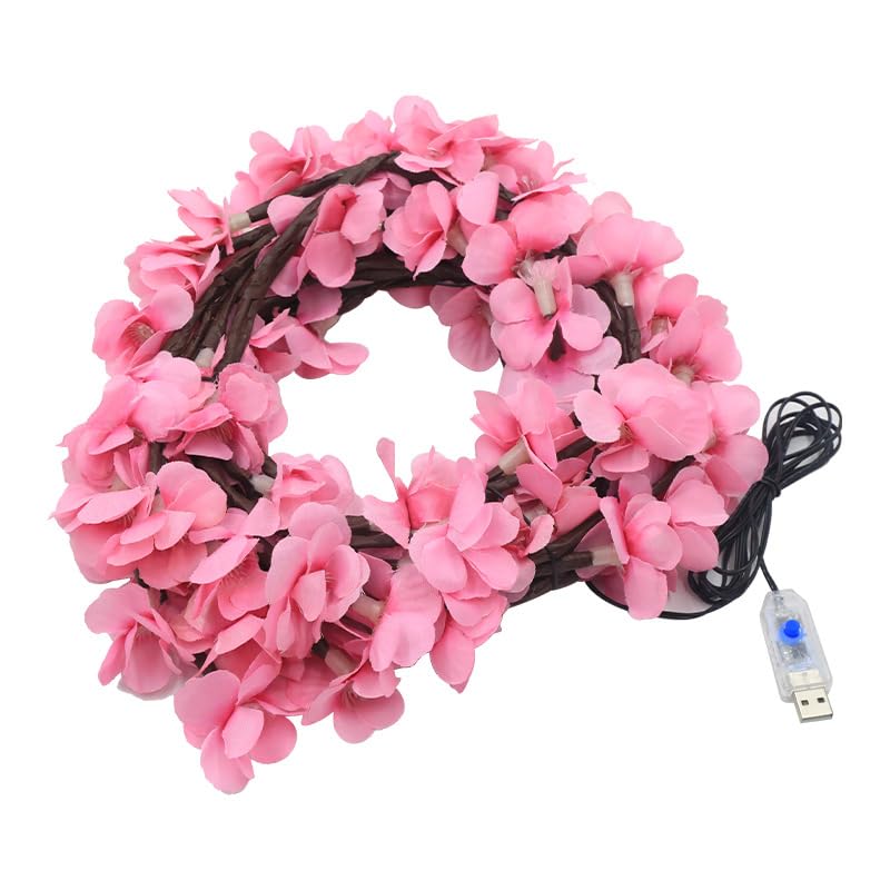 Cherry Blossom Tree Light with USB Powered 96 LED Cherry Blossom Branch Lights for Wall，8 Lighting Mode, Enchanted Willow Vine Lights for Bedroom Outdoor Wedding Party Decoration(75in) - size: 75in, style: Cherry blossom